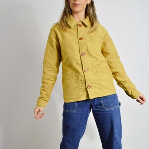 French Chore Jacket Camel Yellow/ Toffee Brown - Made In England Moleskin Cotton - French Workwear Coat - Wooden Walnut Buttons - S M L image 5