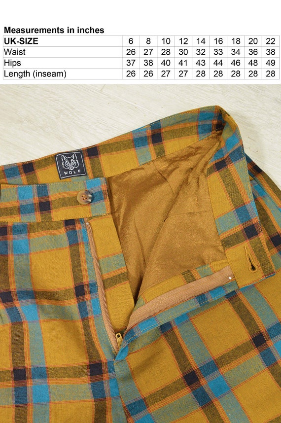 Pants Tartan Capri Trousers Carrot Leg 