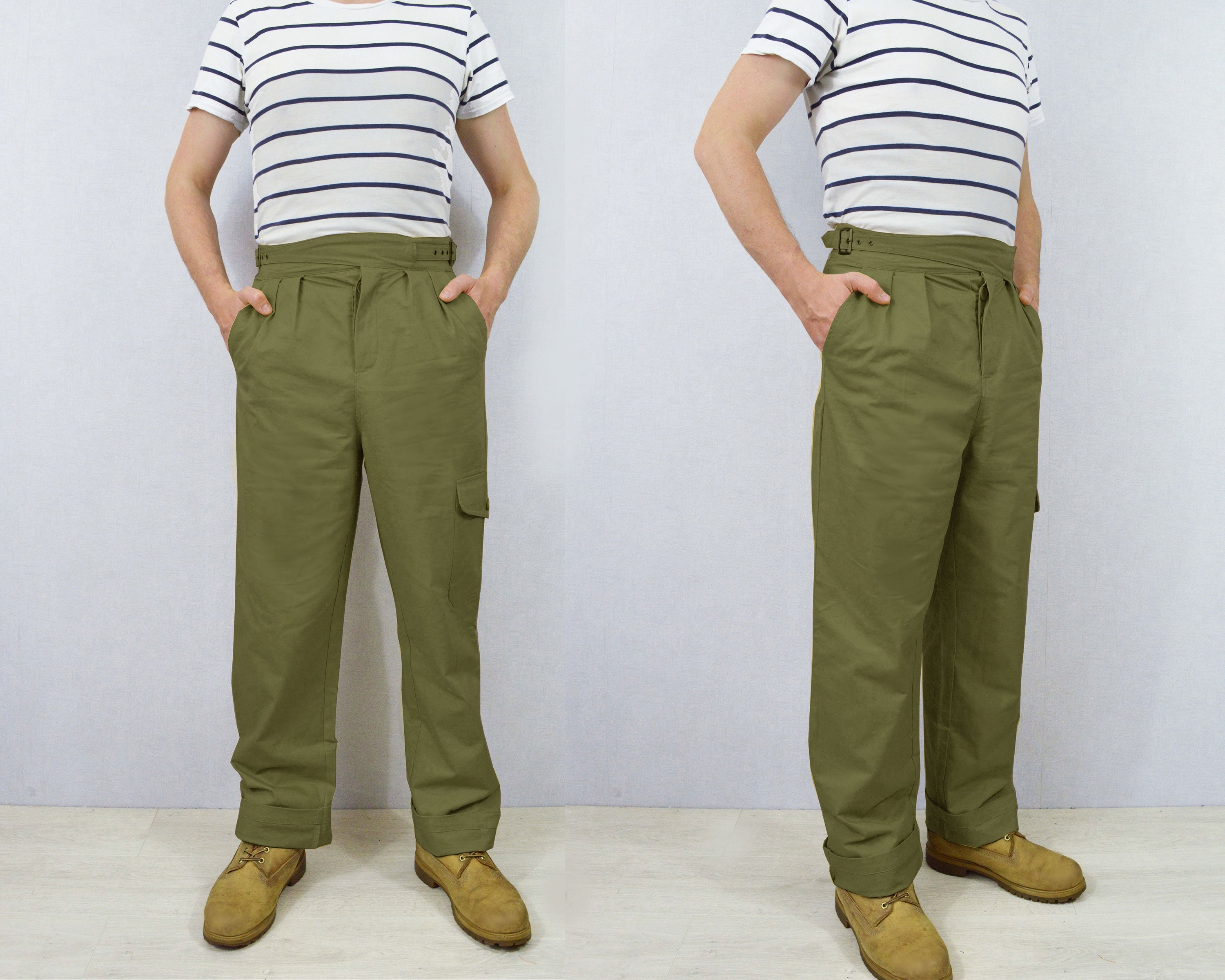 Gurkha Pants British Military 1950s 7oz Army Trousers Belted 