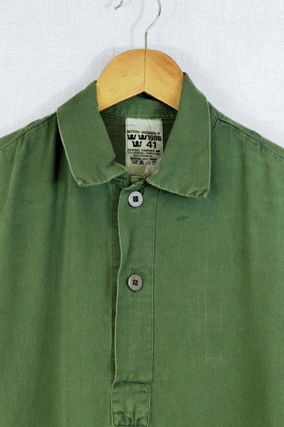 Vintage Henley Swedish Smock Shirts 1980s Button … - image 7