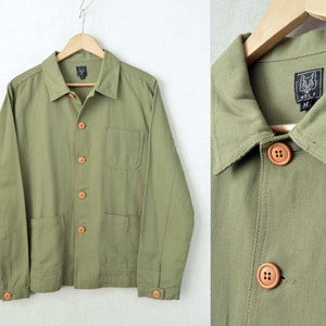 60s Style Jacket Pistachio Green Chore Jacket Cotton Twill French Workwear Canvas Shirt - Various Sizes