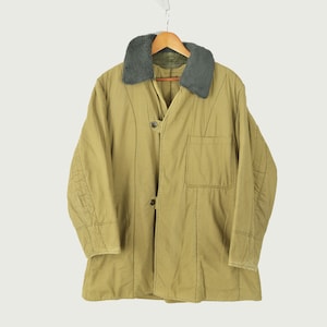 Vintage 1960s Czech Parka Liners - Cotton Thick Khaki Coat Fur Trim Collar