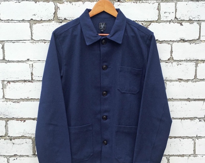 60s Style French Cotton Twill  Navy Blue Canvas Chore Jacket - Various Sizes