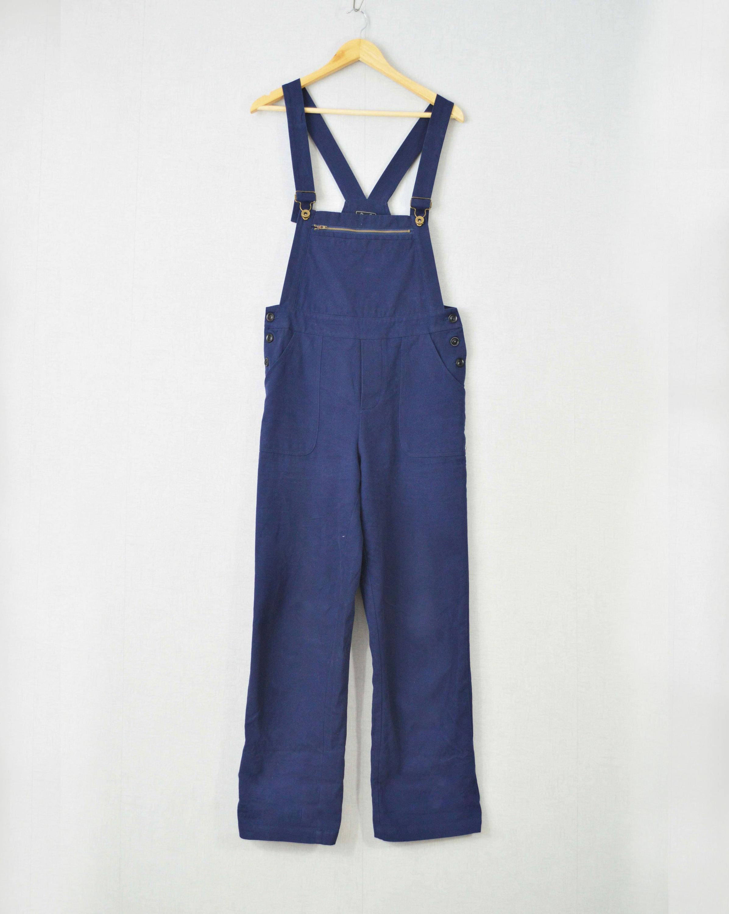 Workwear Dungarees French Cotton Overalls Bibs Navy Blue / Light Blue - Unisex - XS S M L - Boilersuit