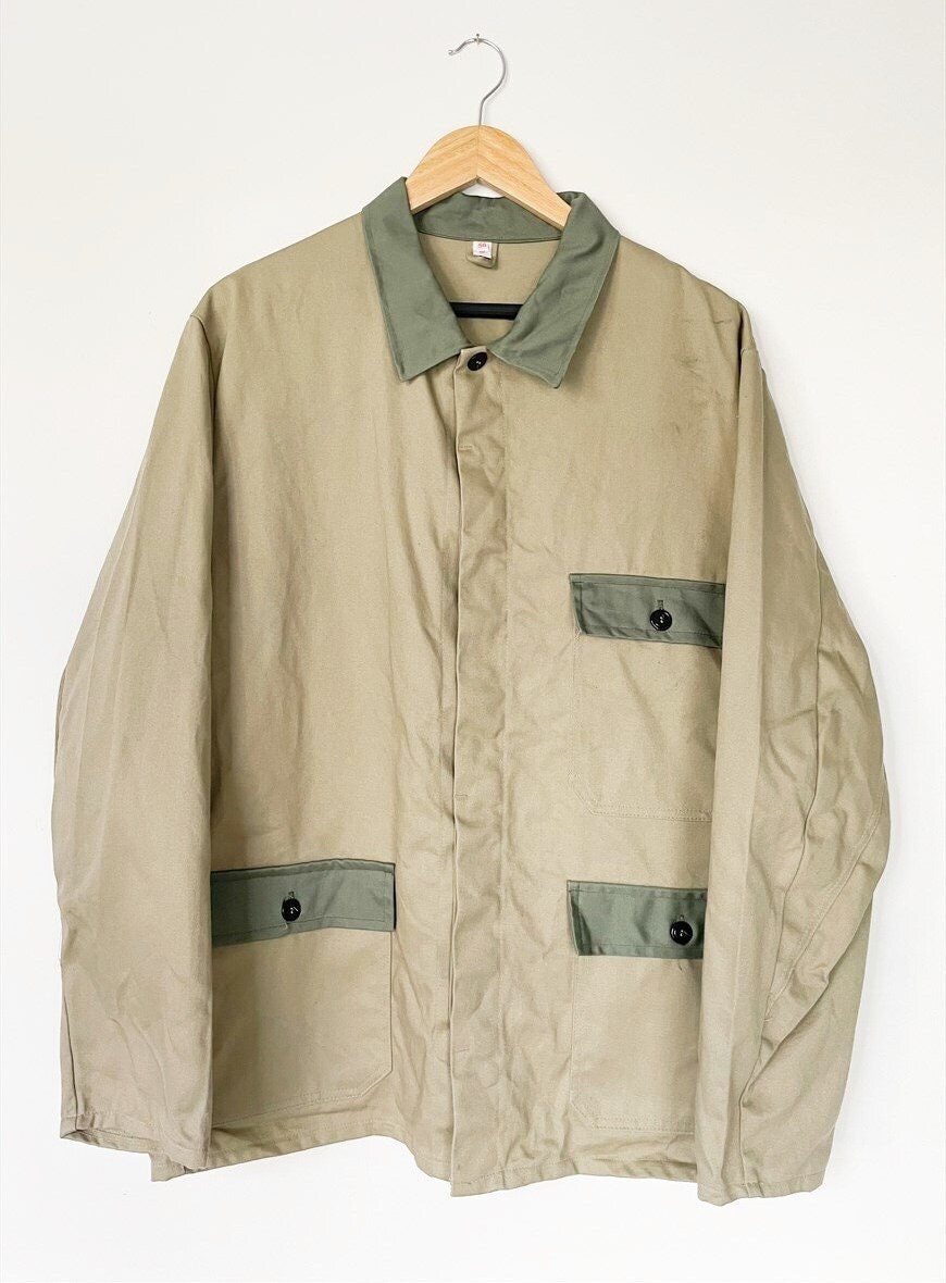 Vintage 80s Moleskin Workwear Jacket Cream & Khaki Green - Etsy