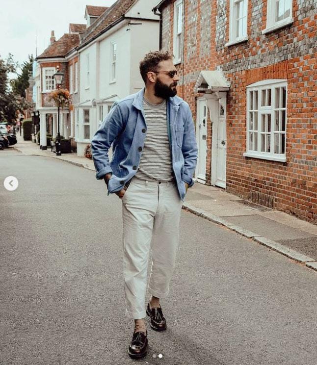 60s Style French Chalk Blue Cotton Twill Canvas Chore Jacket