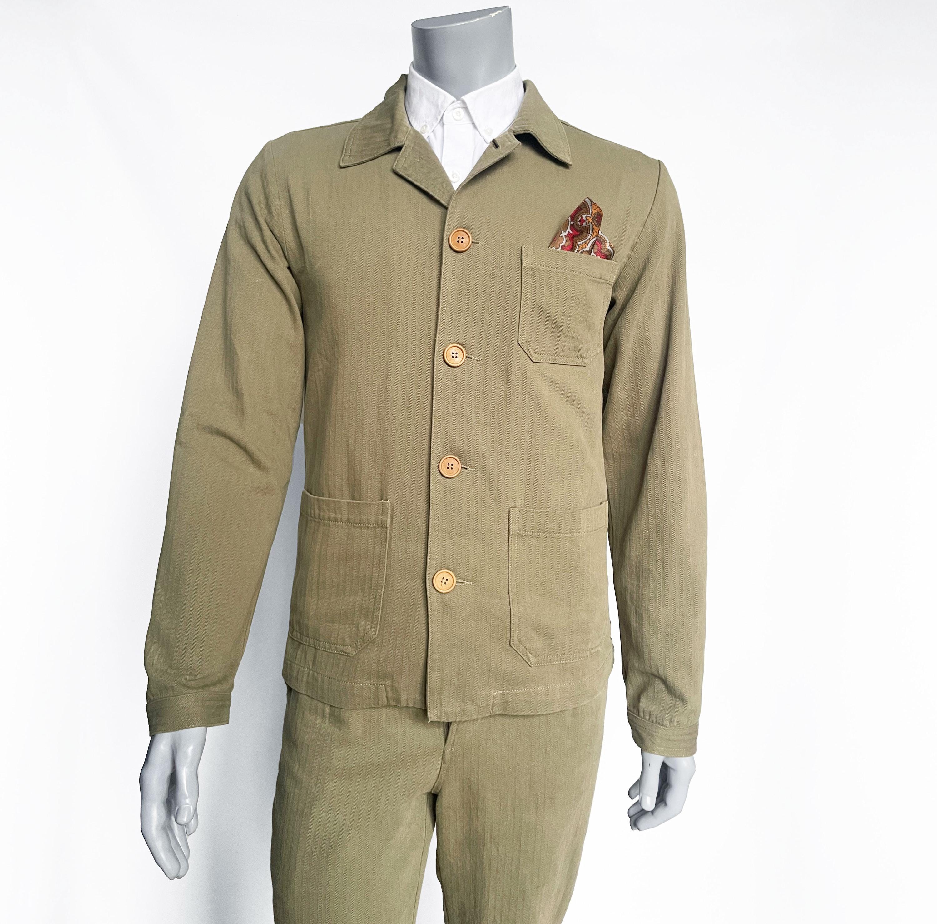 【ヴィンテージ】 フレンチワークジャケット ヘリンボーン 60s〜フェード感◎ 60's ヘリンボーンツイルフレンチワークジャケット [One Wash] - Fresh