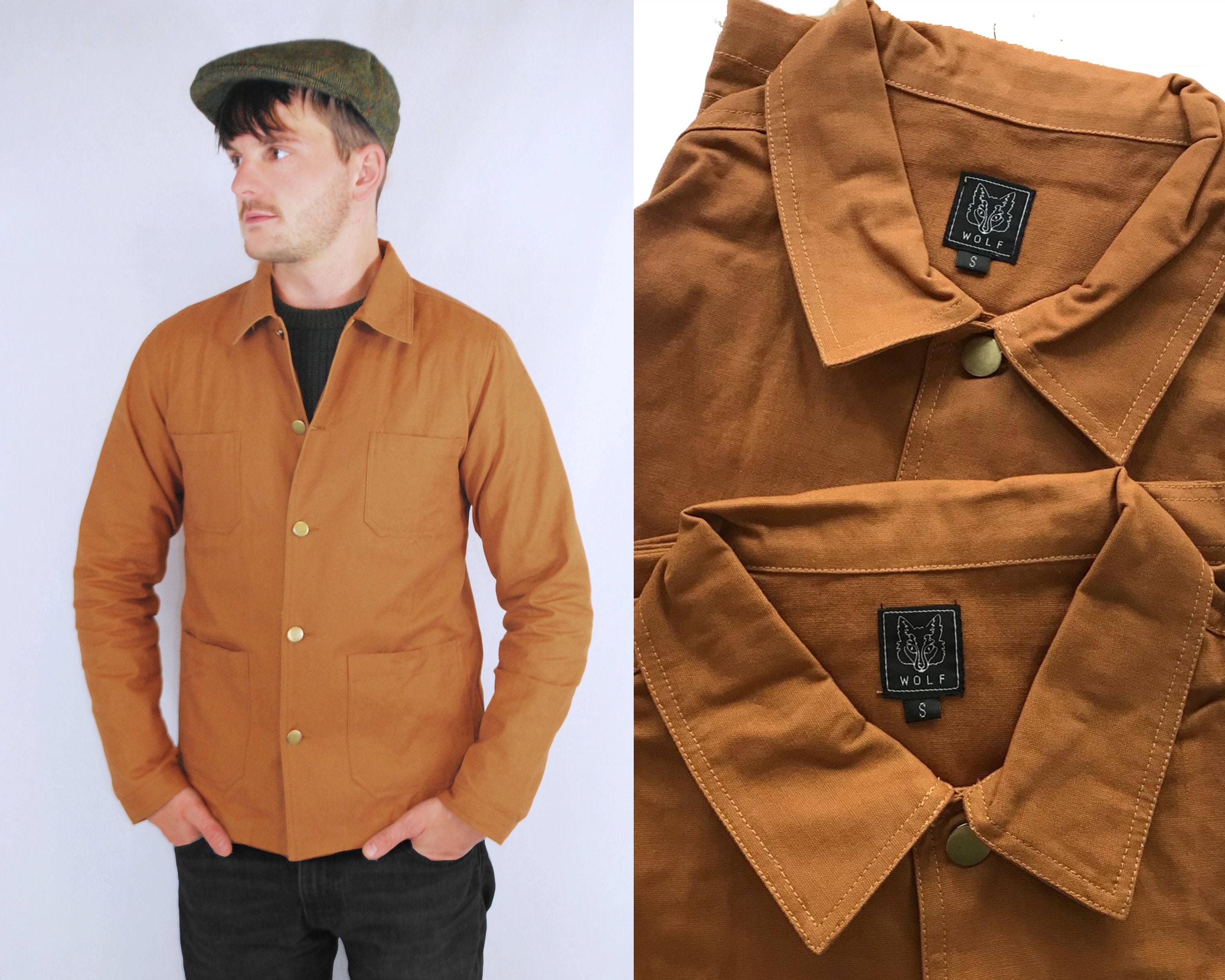 60s Style French Work Chore Jacket Duck Brown Cotton Canvas - Etsy