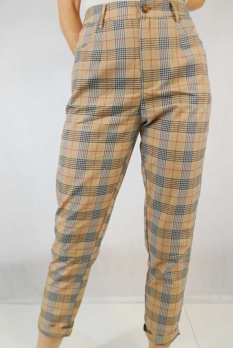 Tartan Plaid Check Chino Capri Pants/Trousers image 8