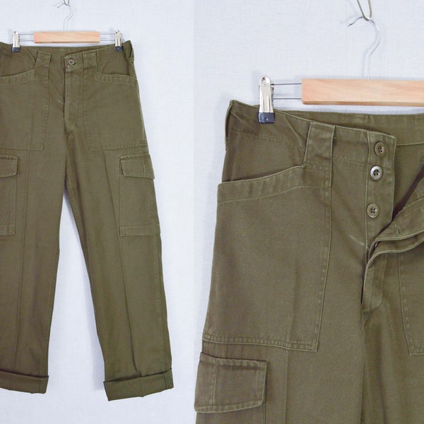 Pantalones de fatiga cargo para hombre vintage - Verde oliva