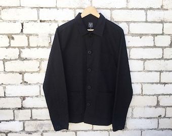 60s Style French Black Cotton Twill Canvas Chore Jacket - Various Sizes