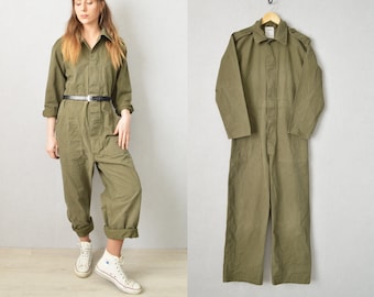 Unisex Vintage Overalls Boiler Suit Dutch MOD Army Workwear / Jumpsuit / Green