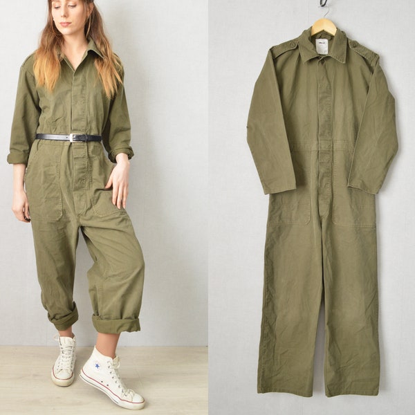 Unisex Vintage Overalls Boiler Suit Dutch MOD Army Workwear / Jumpsuit / Green