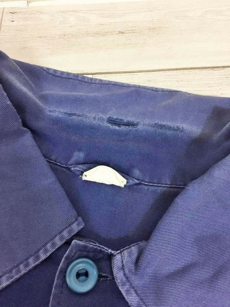 Vintage 1960s Faded Chore EU French Worker Jacket Blue  Sizes image 10