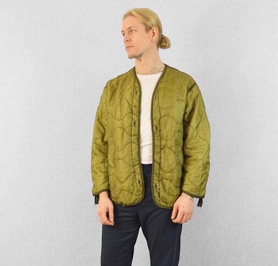 Military Quilted Padded Parka Jacket Liners M65 M51 Green 