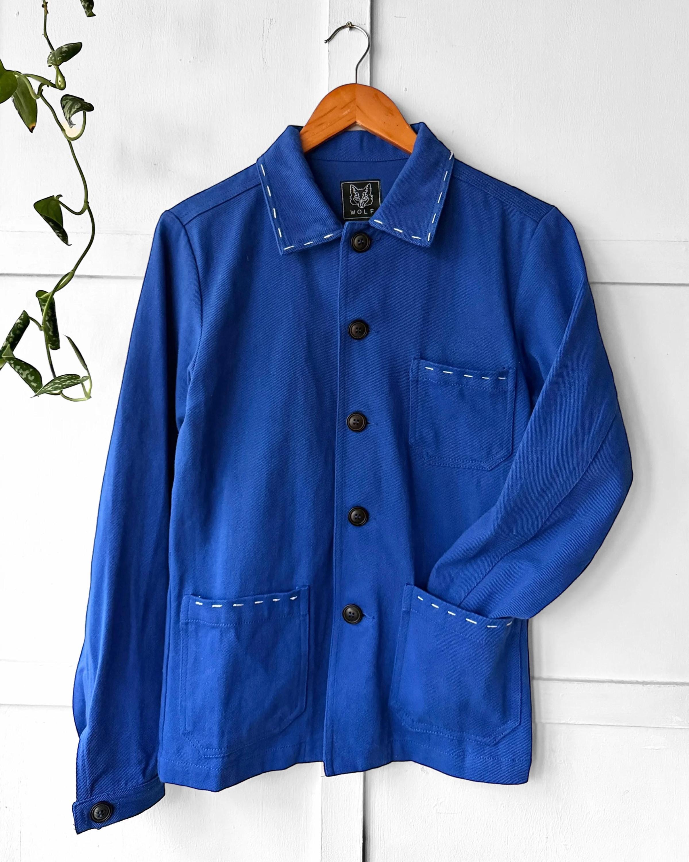 WOLF Contrast Stitch Chore Jacket - Sashiko Inspired Reworked