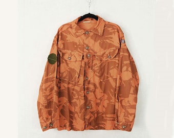 Vintage British Army Jacket 90s Camo DPM Patterned Shirt Orange