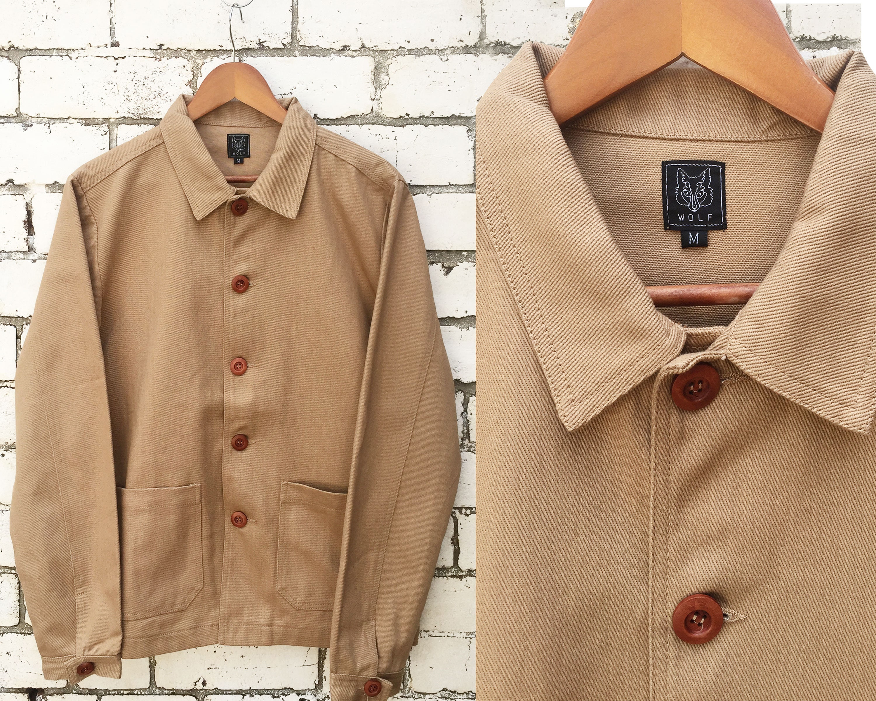 60s Style French Desert Beige Cotton Twill Canvas Chore Jacket