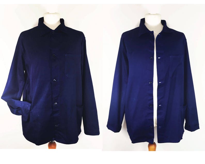 Vintage French Cotton Chore Worker Work Jackets Navy Blue S Etsy