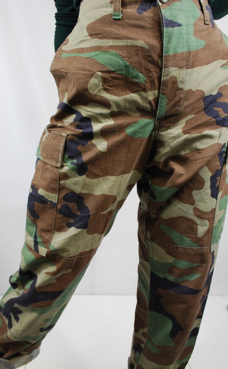 90s Camo Pants Khaki Green Cargo Combat Trousers Vintage / | Etsy