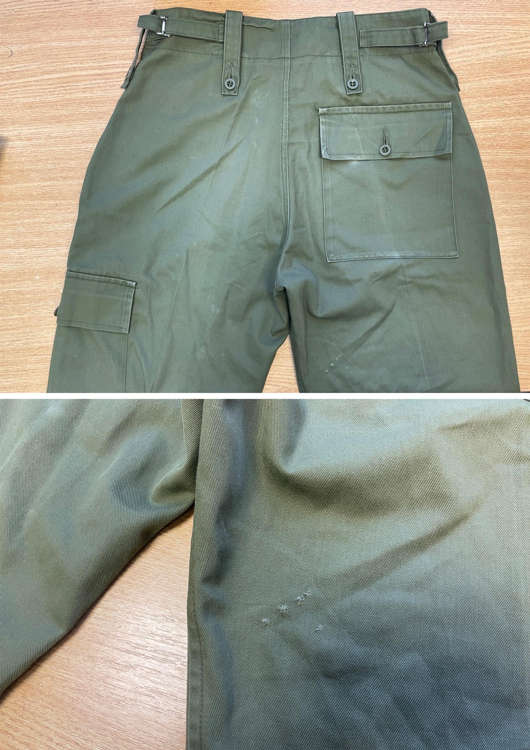 Grade 2 Vintage Mens British Army Issue Work Trousers - Olive