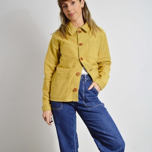 French Chore Jacket Camel Yellow/ Toffee Brown - Made In England Moleskin Cotton - French Workwear Coat - Wooden Walnut Buttons - S M L image 4