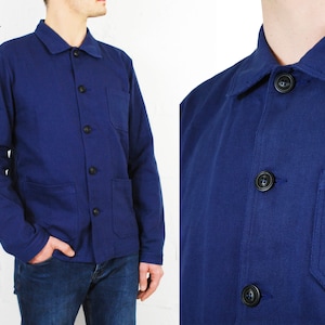 60s Style French Navy Blue Cotton Twill Canvas Chore Jacket - Various Sizes