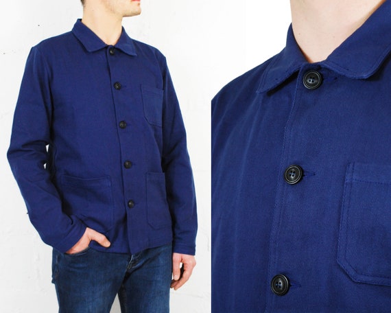 60s Style French Navy Blue Cotton Twill Canvas Chore Jacket