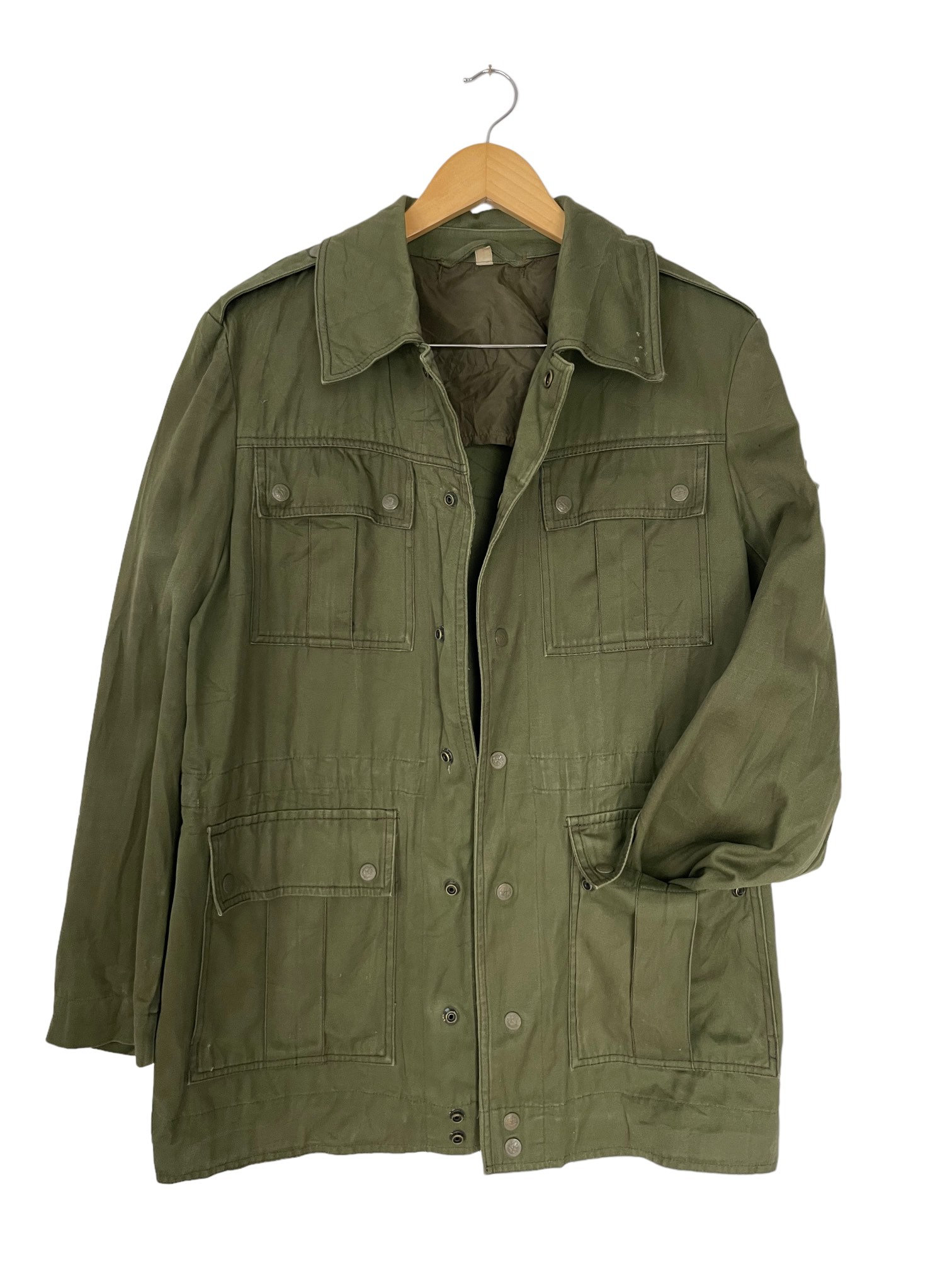 Vintage Cotton Sateen Army Field Jacket 1980s - Military Coat