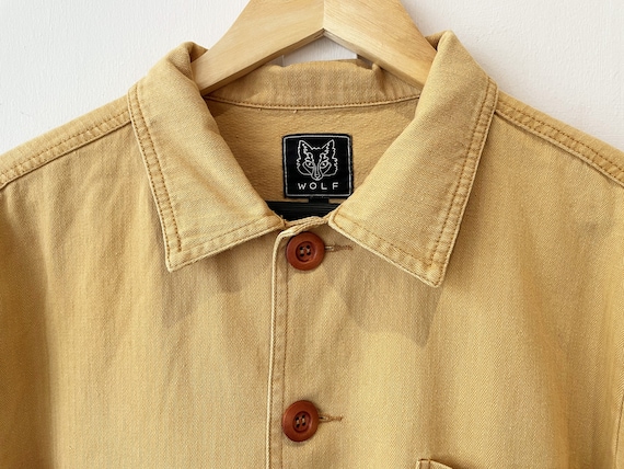 60s-70s Eurovintage Spain製【リネン ブルゾン 短丈】 Washed Camel 60s Style French Herringbone Cotton Twill Canvas