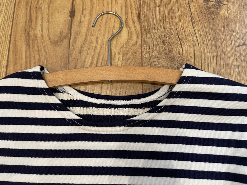 Stripe Breton Top Cotton Sweatshirt Long Sleeve Navy & White Flannel image 8