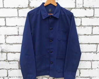 60s Style French Cotton Twill  Navy Blue Canvas Chore Jacket - Various Sizes