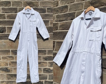 White Boilersuit Coveralls Deadstock- All In One - XS S