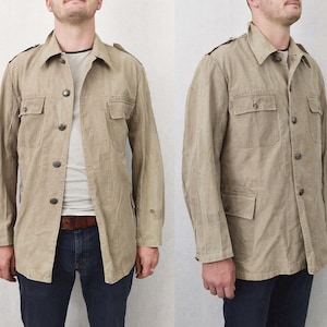 Vintage 60s Hunting Style Jacket - 100% Cotton Canvas - Military Army - S M L