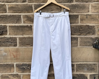 Vintage 90s Belted Pants Tailored Trousers - Straight Leg - W34