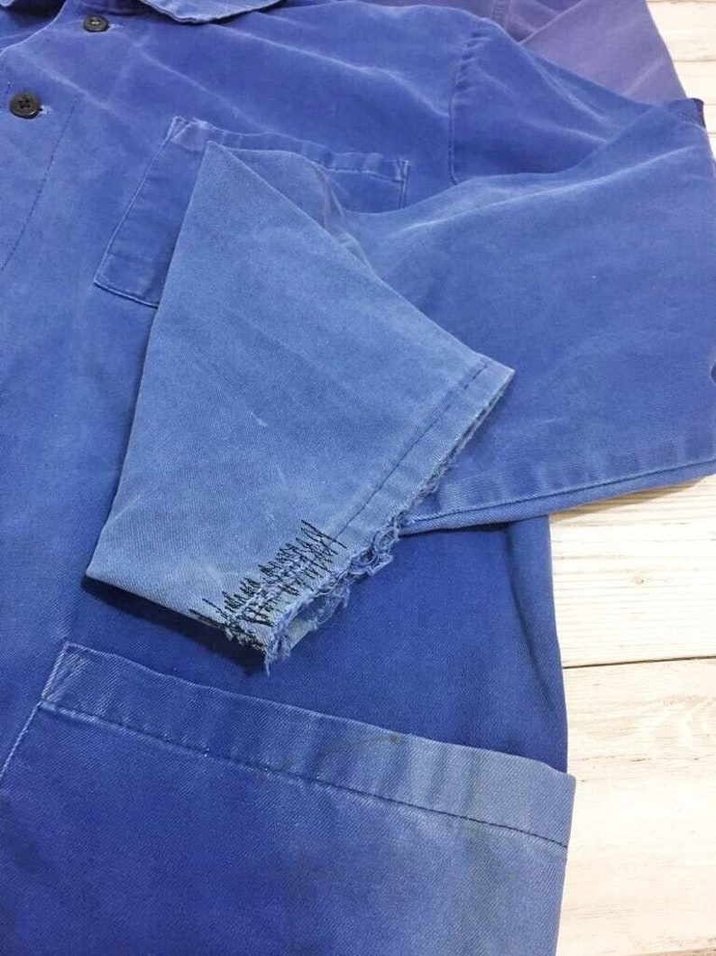 Vintage 1960s Faded Chore EU French Worker Jacket Blue  Sizes image 8