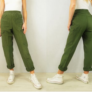 Vintage High Waist Swedish Cargo Trousers 60s Swedish Pants Army Green Khaki