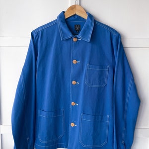 60s Style French Cobalt Blue Cotton Twill Canvas Chore Jacket Various ...