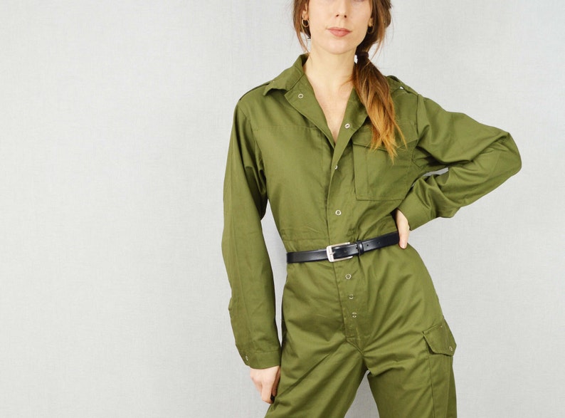 Unisex Vintage Green Military Boilersuit Jumpsuit Coveralls image 2