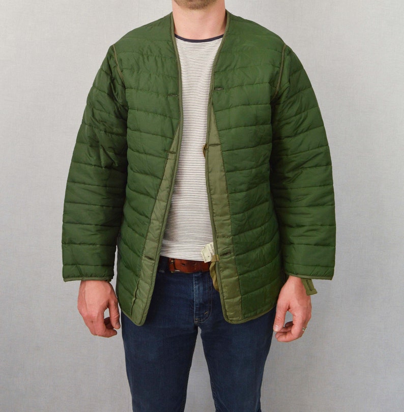 Military Quilted Padded Parka Jacket Liners Greek Green Etsy