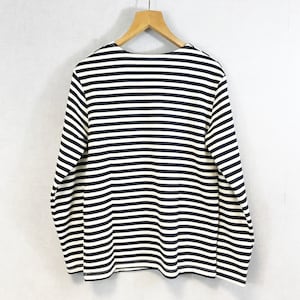 Stripe Breton Top Cotton Sweatshirt Long Sleeve Navy & White Flannel image 7