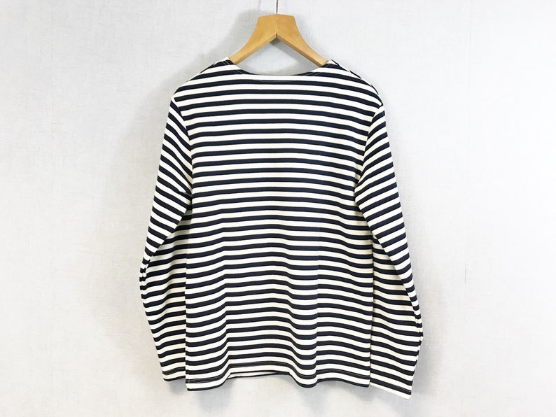 Stripe Breton Top Cotton Sweatshirt Long Sleeve Navy & White Flannel image 7