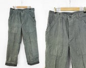Vintage Denim 1960s Swiss Work Pants / Chore Trousers - Salt