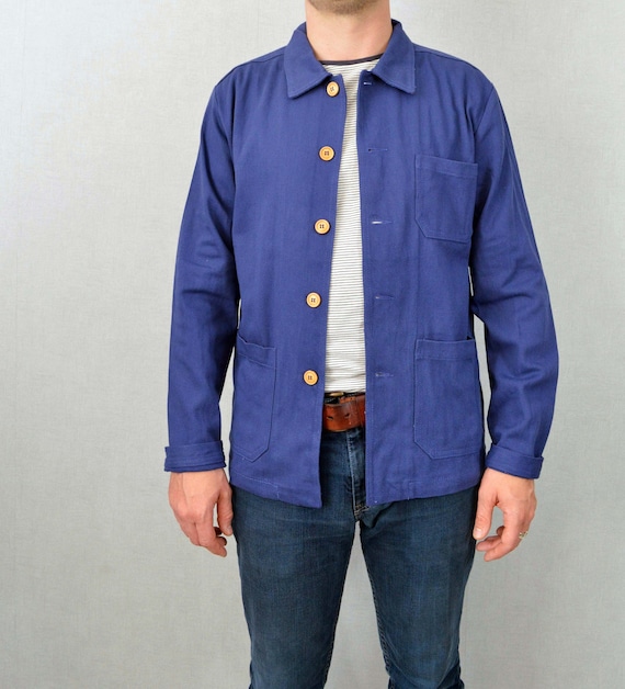 60s Style French Navy Blue Cotton Twill Canvas Chore Jacket