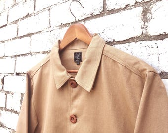 60s Style French Desert Beige Cotton Twill Canvas Chore