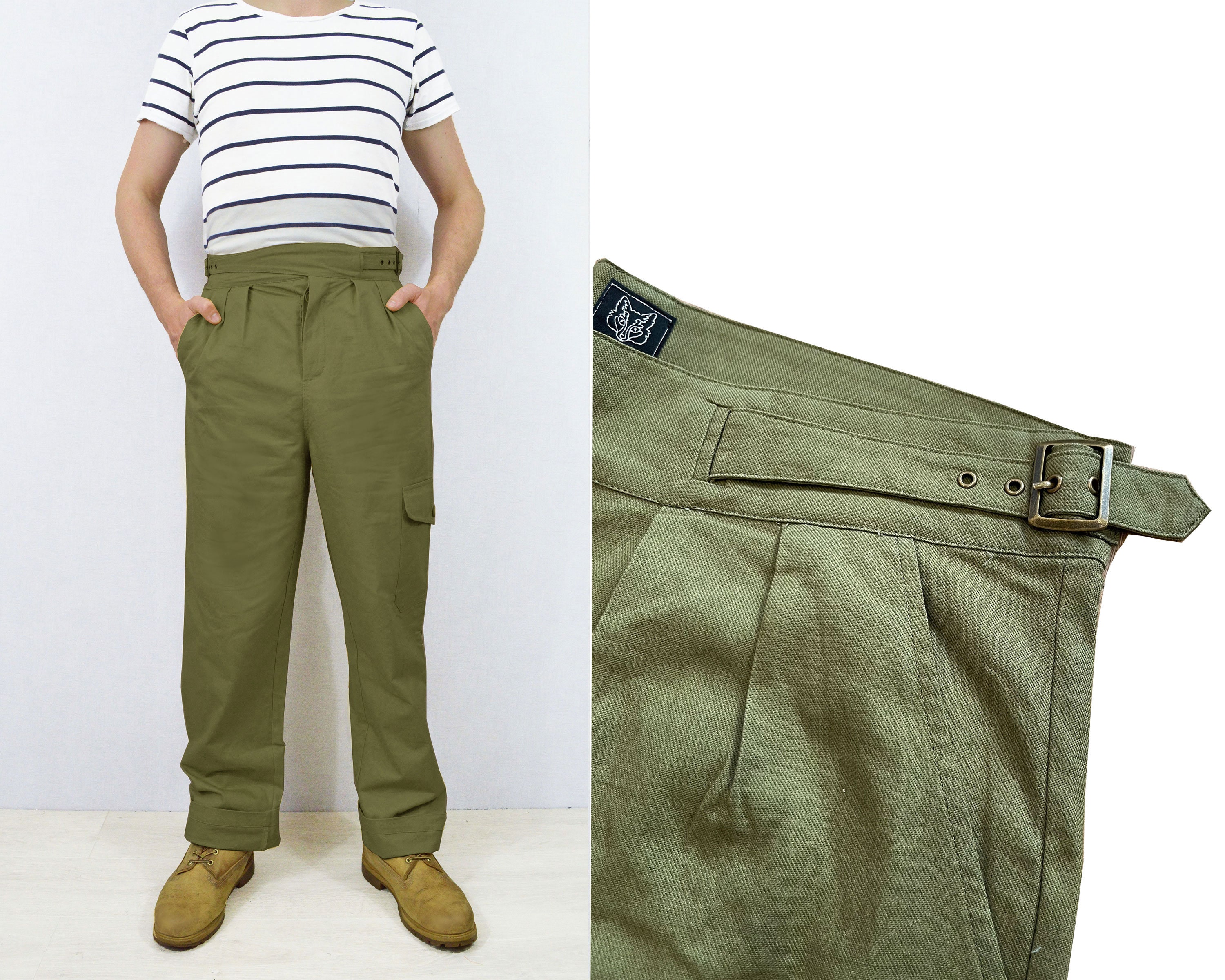 Unisex High Waisted Gurkha Pants - 100% Cotton - 1950s Army Unisex High Waisted Gurkha Pants - 100% Cotton - 1950s Army