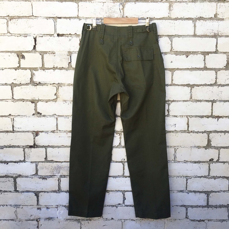 Olive Green Vintage Mens British Army Issue Work Trousers