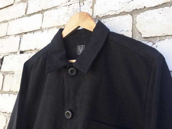 60s Style French Black Cotton Twill Canvas Chore Jacket Various Sizes Etsy Canada