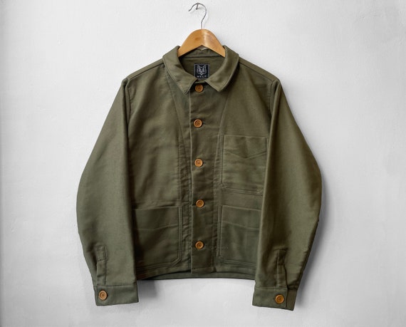 Made in England Moleskin Cotton Chore French Workwear Jacket