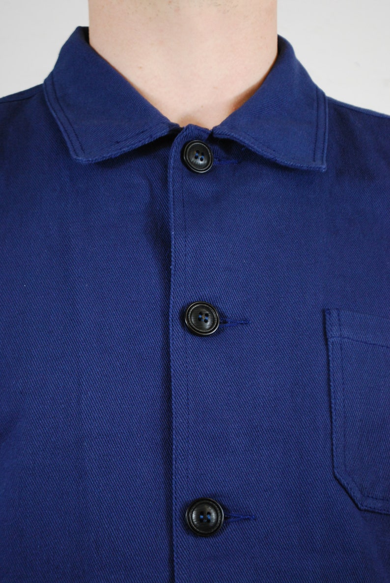60s Style French Cotton Twill Navy Blue Canvas Chore Jacket Various Sizes image 5
